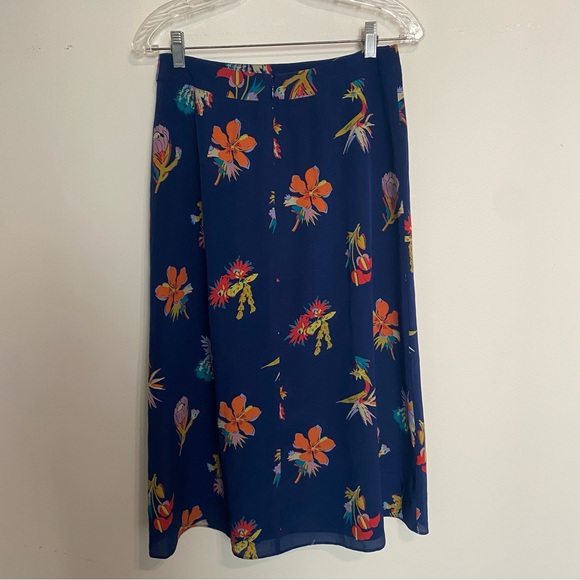 Madewell Bird of Paradise navy floral silk Atrium midi skirt, size 2 - Picture 7 of 11